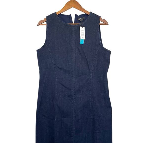 Nobody's Child Denim Midi Dress Size 8 Dark Wash Organic Cotton Blend NWT - Picture 7 of 8